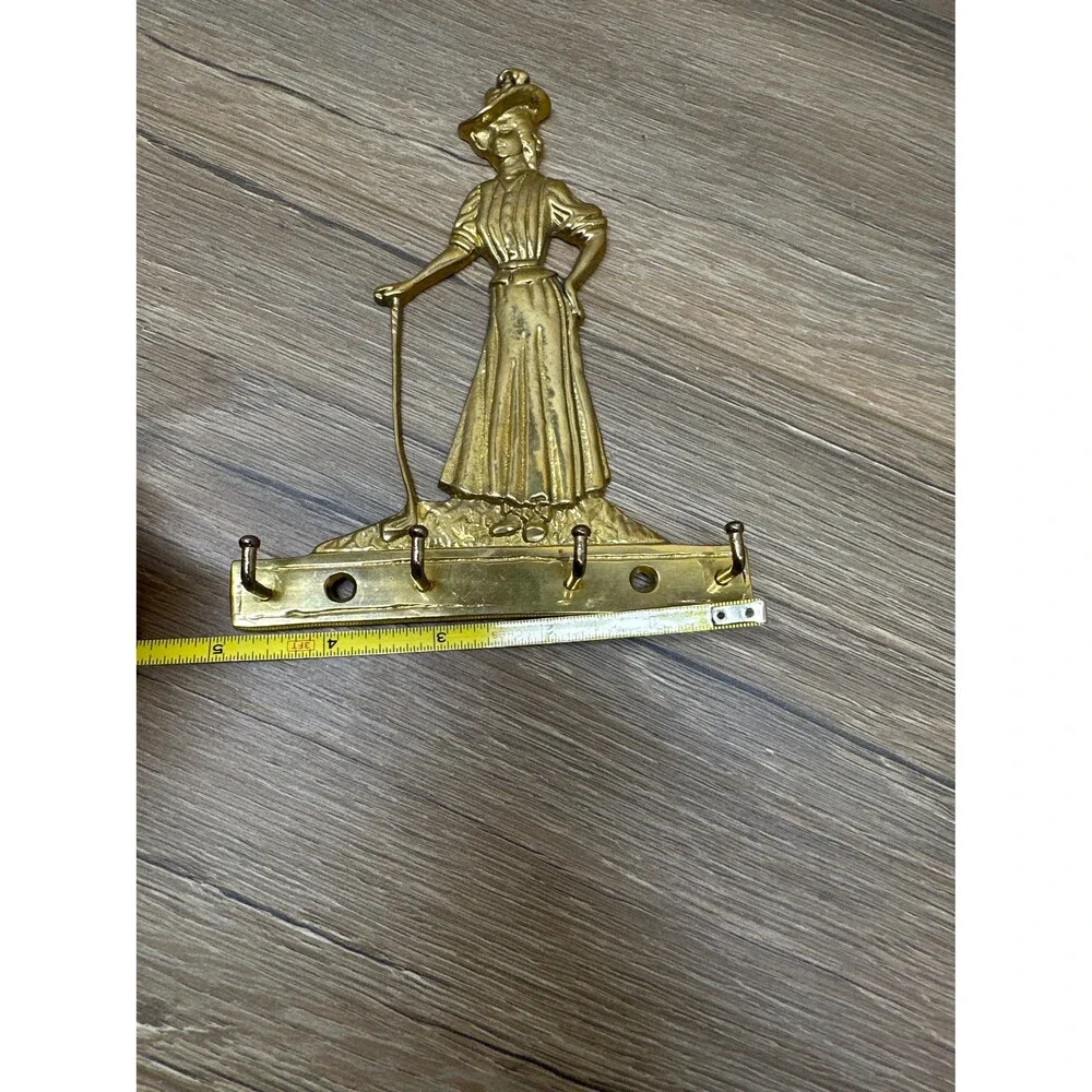 Solid Brass Victorian Lady Golfer 4-Hook Key Rack, Upper Deck LTD Decor 6